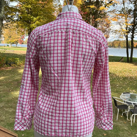 Talbots gingham shirt w/metallic thread S-M - Picture 5 of 11